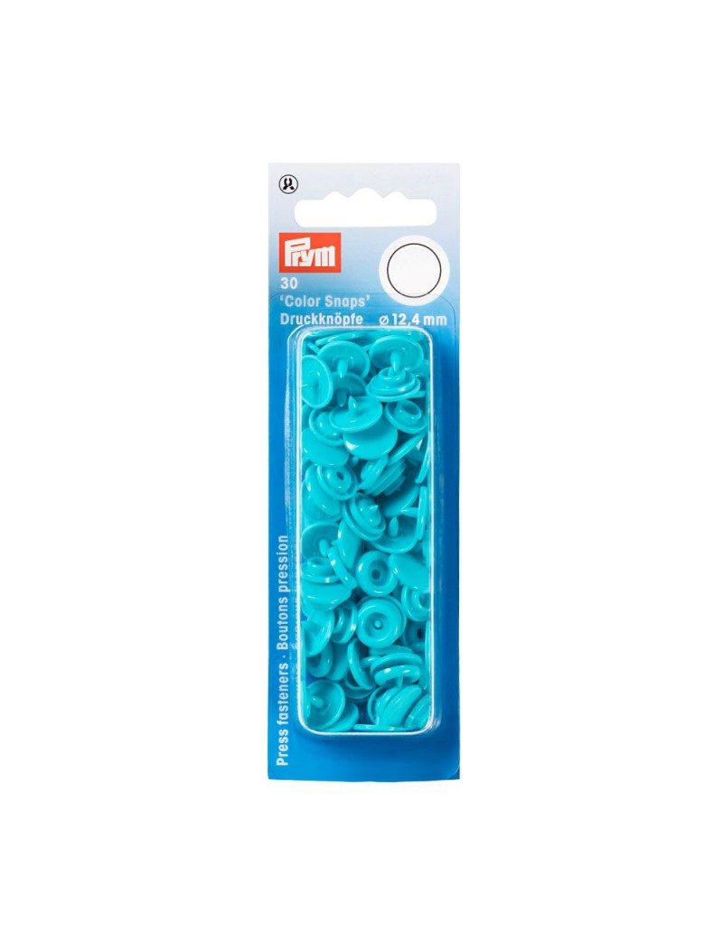 PRYM 393146 - 30 PZ BOTTONI A PRESSIONE COLOR SNAPS TURCHESE