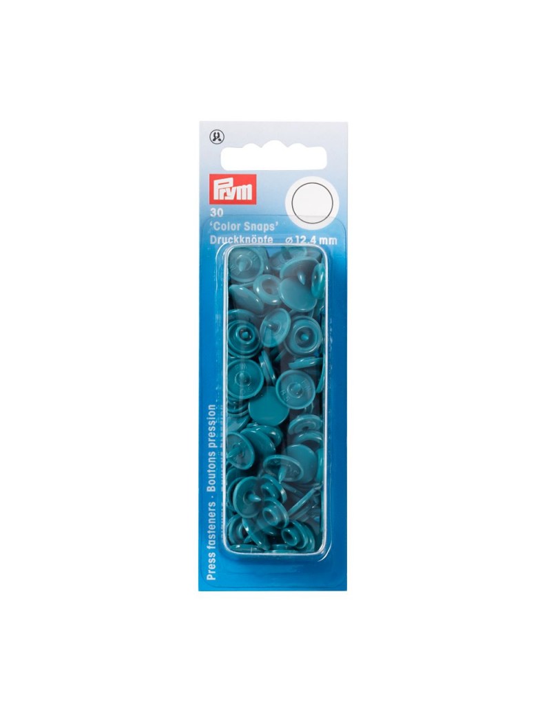 PRYM 393127 - 30 PZ BOTTONI A PRESSIONE COLOR SNAPS PETROLIO