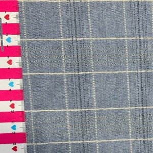 TARTAN EFFETTO JEANS AZZURRO POLVERE cotone organico