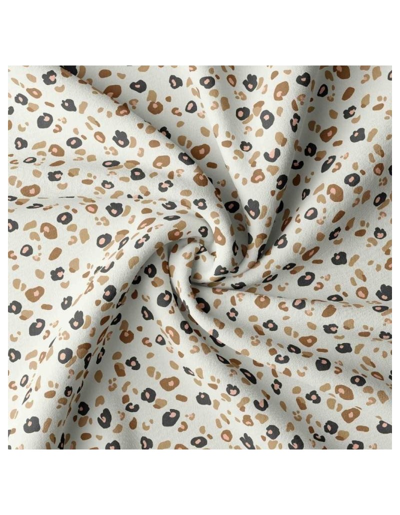 Tessuto Leopardato Al Metraggio - Cotone Loneta, 280 Cm Altezza - Beige/Nero, Per Arredo E Cucito - Foto 4