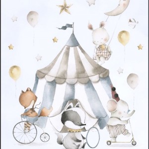 PANNELLO COTONE CM 75X95 CIRCO BOY base latte PANNELLO COTONE CM 75X95 CIRCO BOY base latte