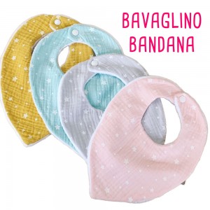 KIT 3 BAVAGLINI BANDANA  - SPUGNE MISTE E COTONE 3 FANTASIE BIMBA KIT 3 BAVAGLINI BANDANA  - SPUGNE MISTE E COTONE 3 FANTASIE BIMBA