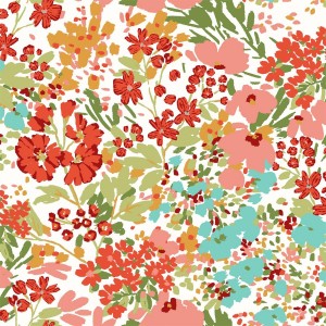 TESSUTO IDROREPELLENTE MOLLY FIORI MIX ROSSO TESSUTO IDROREPELLENTE MOLLY FIORI MIX ROSSO