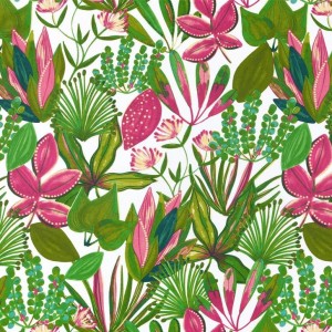 PANAMA SARABI MAXI FOGLIAME E FIORI VERDI E FUCSIA H280 PANAMA SARABI MAXI FOGLIAME E FIORI VERDI E FUCSIA H280