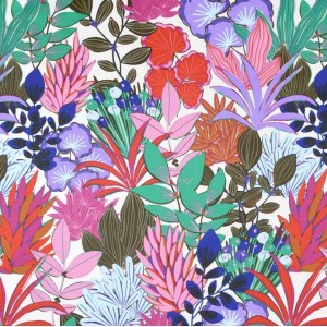 SALVADOR FOGLIAME FIORATO LILLA ROSA E BLU COTONE SATIN SALVADOR FOGLIAME FIORATO LILLA ROSA E BLU COTONE SATIN