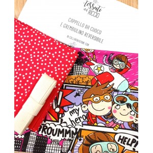 KIT GREMBIULE DA CUCINA REVERSIBILE E CAPPELLO DA CUOCO FUMETTO GIRL KIT GREMBIULE DA CUCINA REVERSIBILE E CAPPELLO DA CUOCO FUMETTO GIRL