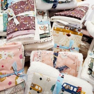 KIT 3 BAVAGLINI SPUGNA MISTA E TESSUTO COTONE FANTASIA FEMMINA
