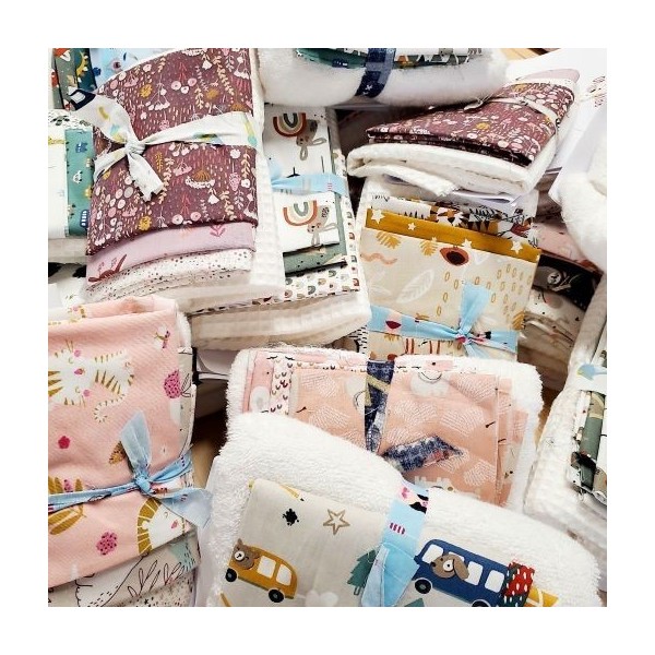 KIT 3 BAVAGLINI SPUGNA MISTA E TESSUTO COTONE FANTASIA FEMMINA