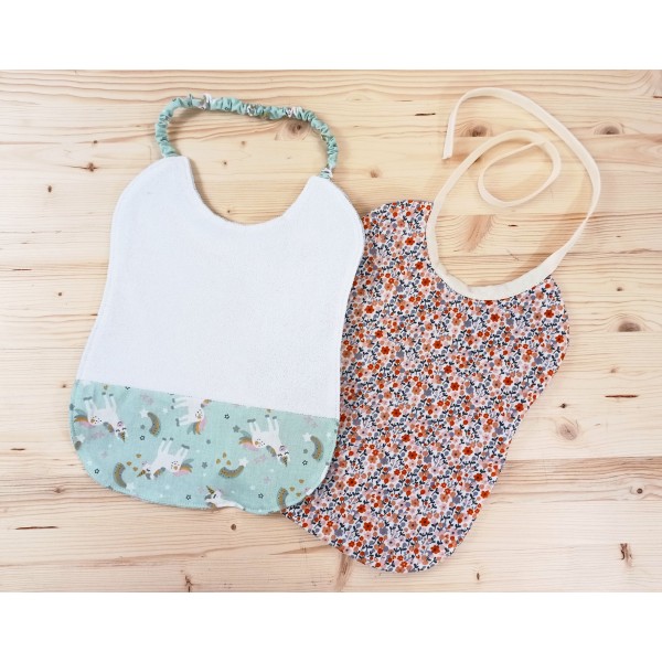 KIT 3 BAVAGLINI SPUGNA MISTA E TESSUTO COTONE FANTASIA FEMMINA