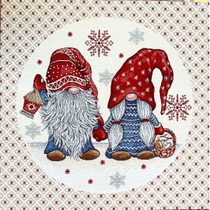 PANNELLO GOBELIN 45X45 cm GNOMI LOVE TRA LA NEVE COLORATA PANNELLO GOBELIN 45X45 cm GNOMI LOVE TRA LA NEVE COLORATA