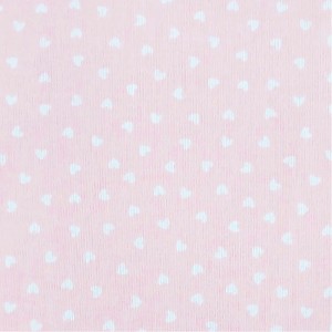 COTONE CUORICINI BIANCHI SPARSI SU BASE ROSA COTONE CUORICINI BIANCHI SPARSI SU BASE ROSA