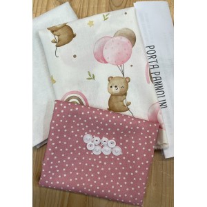 KIT PORTA PANNOLINI PALLONCINA E POIS ROSA ANTICO