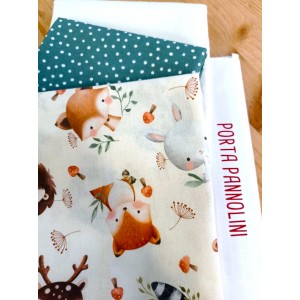 KIT PORTA PANNOLINI MUSETTI DOLCINI E POIS VERDE EUCALIPTO