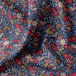 TESSUTO IDROREPELLENTE MARIA FIORI MISTI BASE BLU TESSUTO IDROREPELLENTE MARIA FIORI MISTI BASE BLU