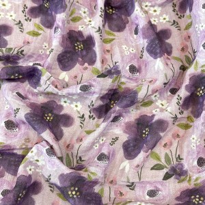 MUSSOLA BIOLOGICA MAISIEBLOOM FIORI VIOLA - STAMPA DIGITALE MUSSOLA BIOLOGICA MAISIEBLOOM FIORI VIOLA - STAMPA DIGITALE