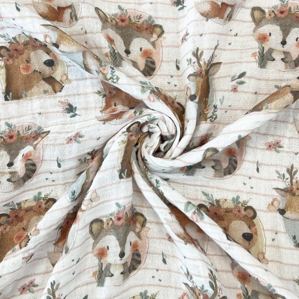 MUSSOLA BIOLOGICA WOODSY ANIMALETTI BUCOLICI - STAMPA DIGITALE