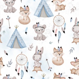 MUSSOLA BIOLOGICA BOHO ANIMALS BOY - STAMPA DIGITALE MUSSOLA BIOLOGICA BOHO ANIMALS BOY - STAMPA DIGITALE