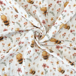 MUSSOLA BIOLOGICA APETTE E FIORELLINI - STAMPA DIGITALE MUSSOLA BIOLOGICA APETTE E FIORELLINI - STAMPA DIGITALE