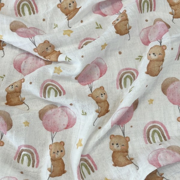 MUSSOLA BIOLOGICA ORSETTA E PALLONCINI - STAMPA DIGITALE