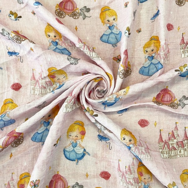 MUSSOLA BIOLOGICA CENERELLA TANTO BELLA BASE ROSA  - STAMPA DIGITALE