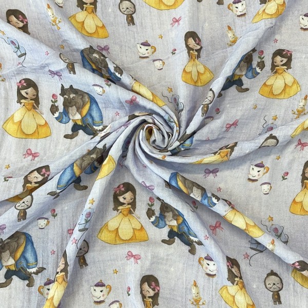 MUSSOLA BIOLOGICA LA BESTIA E LA BELLA BASE LILLA - STAMPA DIGITALE