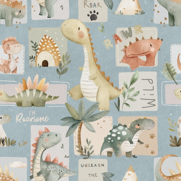 RAWR DINOSAURI FRANCOBOLLATI BASE CARTA DA ZUCCHERO PASTELLO