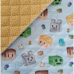 TRAPUNTA MINECRAFT E POIS SPARSI BIANCHI BASE SENAPE TRAPUNTA MINECRAFT E POIS SPARSI BIANCHI BASE SENAPE