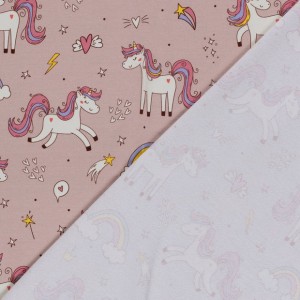 JERSEY GARZATO UNICORNI FRA GLI ARCOBALENI BASE LILAC JERSEY GARZATO UNICORNI FRA GLI ARCOBALENI BASE LILAC