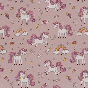 JERSEY GARZATO UNICORNI FRA GLI ARCOBALENI BASE LILAC JERSEY GARZATO UNICORNI FRA GLI ARCOBALENI BASE LILAC