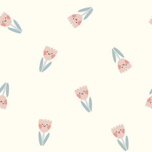 JERSEY GARZATO TULIPANI SORRIDENTI BASE LATTE JERSEY GARZATO TULIPANI SORRIDENTI BASE LATTE