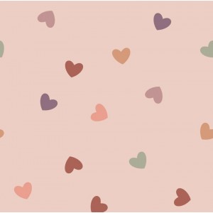 JERSEY GARZATO CUORI SPARSI MIX BASE ROSA CALDO