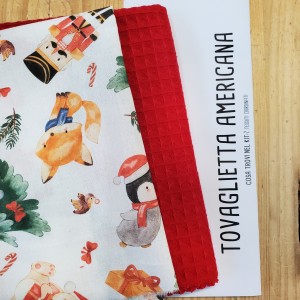 KIT TOVAGLIETTA AMERICANA COTONE ALBERELLO CHRISTMAS E NIDO D'APE