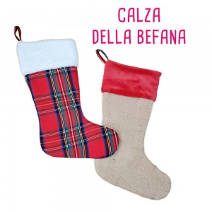 KIT CALZA DELLA BEFANA TARTAN E TEDDY LATTE