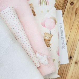 KIT FASCIATOIO DA VIAGGIO ORSETTA E POLLONCINI E BAMBOO ROSA