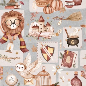 LION SCARF POTTER BASE SKY GRAY