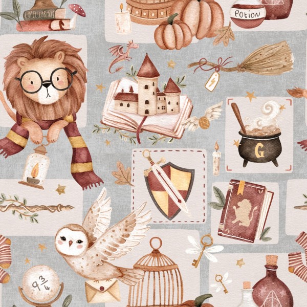 LION SCARF POTTER BASE SKY GRAY