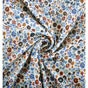 MUSSOLA ARYADA FIORELLINI JEANS BISCOTTO E TERRACOTTA BASE BIANCO