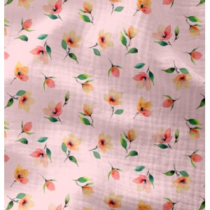 MUSSOLA MIMANE FIORELLINI ACQUARELLATI BASE ROSA