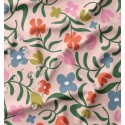 TESSUTO IMPERMEABILE CASEILLE MINI TULIPANI BASE ROSA PASTELLISSIMO