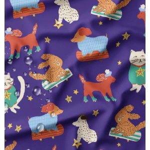 TESSUTO IMPERMEABILE HENRI ANIMALS SKATE BASE BLU