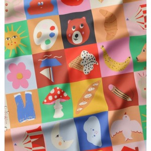 TESSUTO IMPERMEABILE FUNNY QUADROTTI FANTASY