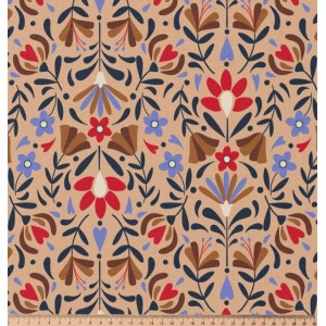 TESSUTO IDROREPELLENTE LAFLEUR FIORI MODERNI BASE BEIGE