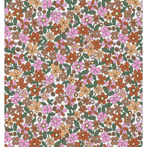 TESSUTO IDROREPELLENTE JOSETTE MARGHERITE ROSA CARAMELLO E BEIGE