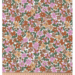 TESSUTO IDROREPELLENTE JOSETTE MARGHERITE ROSA CARAMELLO E BEIGE