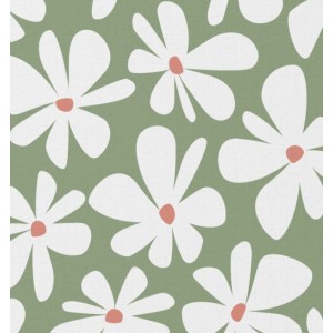 TESSUTO IDROREPELLENTE BASILE MAXI MARGHERITE BASE VERDE PASTELLO