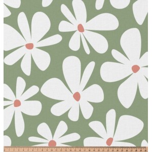 TESSUTO IDROREPELLENTE BASILE MAXI MARGHERITE BASE VERDE PASTELLO