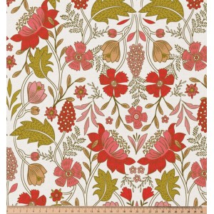 LIZULA FIORI CORALLO E FOGLIE KIWI BASE BIANCA