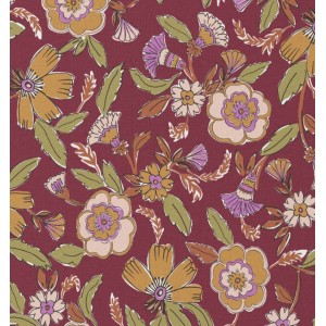 TESSUTO IDROREPELLENTE MALANA FIORI ALLA MODA BASE BORDEAUX