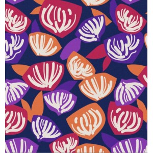 TESSUTO IDROREPELLENTE KIMSO FIORI ASTRATTI BASE BLU