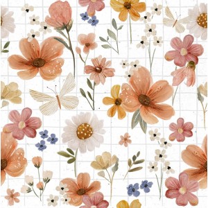 POSEy FIORI E FARFALLE SU BASE GRIGLIATA GREY